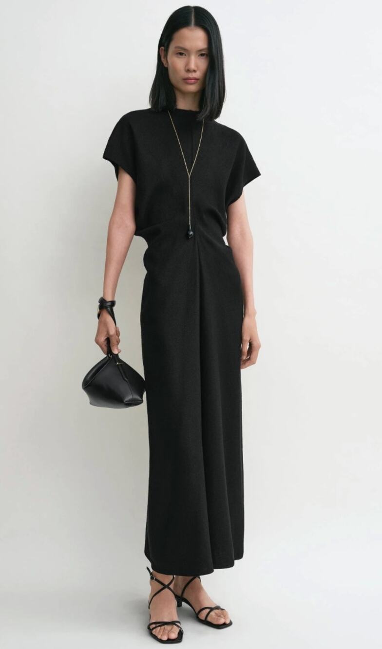 Toteme Slouch waist basketweave dress black